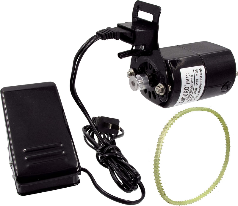 Enduro Sewing Machine Motor Kit with Foot Pedal & Belt - 110 Volt, 100 Watt
