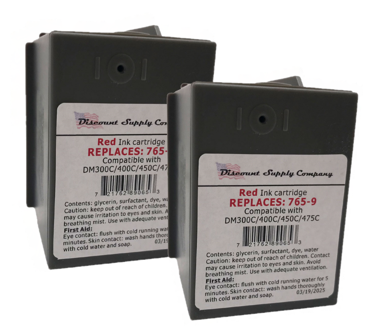 765-9 7659 Two Pack Compatible Red Postage Ink for Pitney Bowes DM300C DM400c 