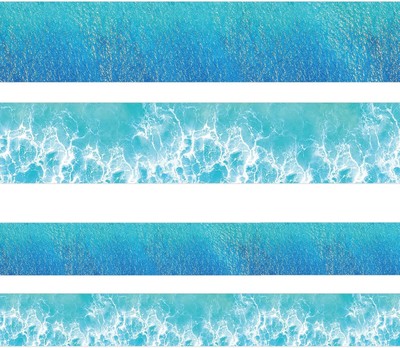 49.2ft Ocean Bulletin Board Border Under The Sea Decoration Two Blue 