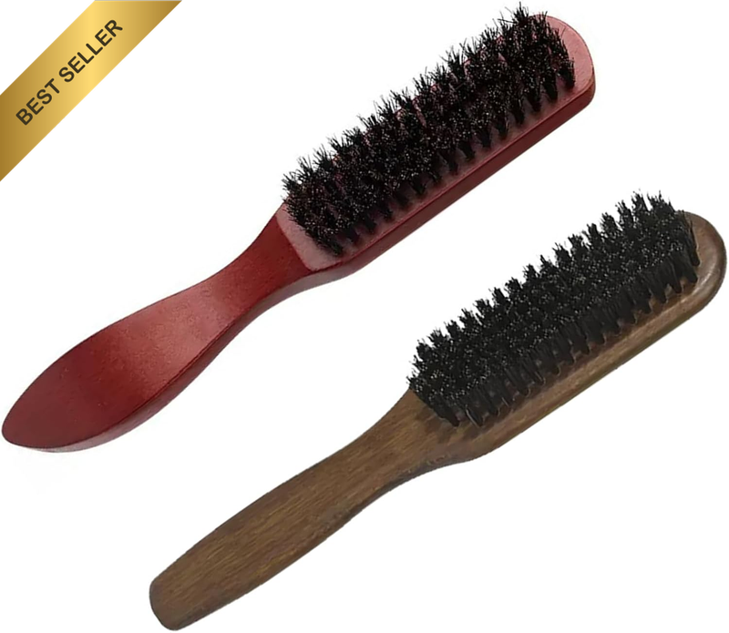 2 Pack Men'S Soft Boar Bristle Beard Brush and Hair Comb, Multi-Functional Groom