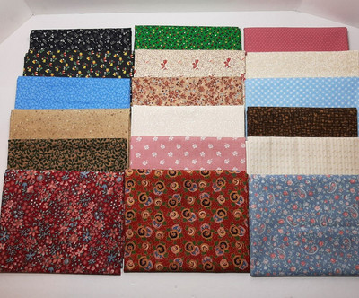 Fat Quarter Bundle 18 FQs Small Print Cotton Quilting Fabric Stash Builder