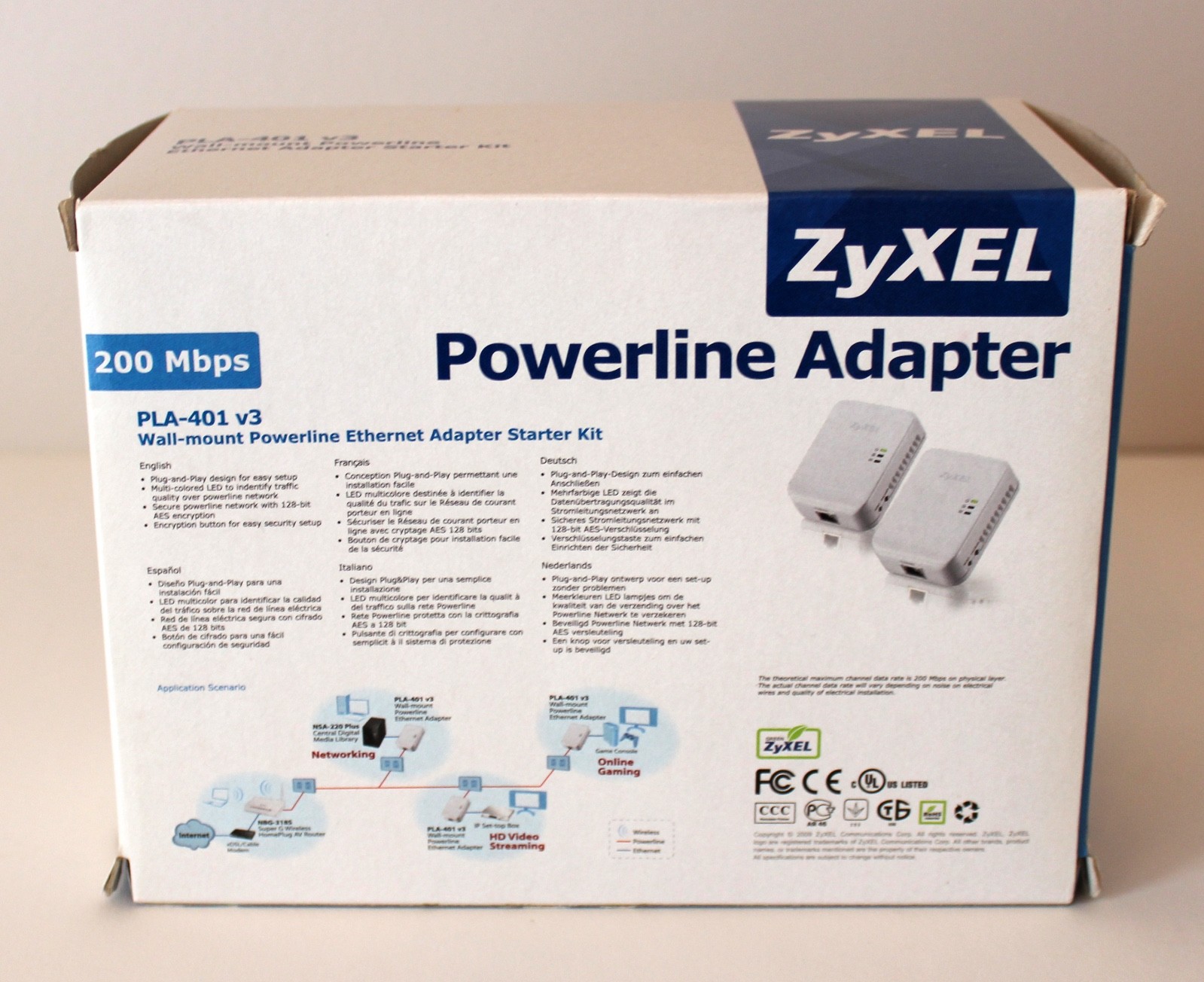 ZyXEL PLA-401 v3 Wall-mount Powerline Computer Ethernet Adapter 200 Mbps NIB