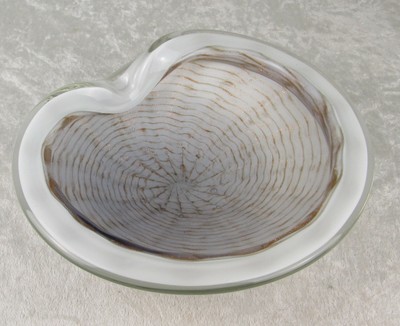 Murano Glass Ashtray Dish Gold Spider Web Hollywood Regency Vintage Modern 8inch
