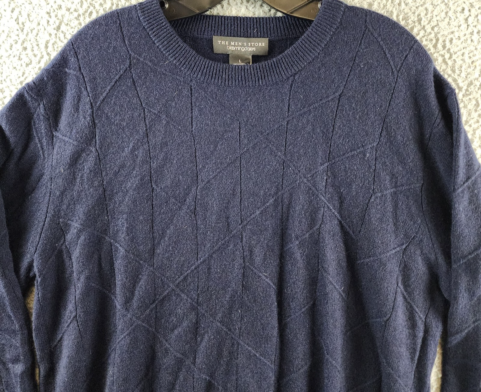 The Men's Store at Bloomingdale's Cashmere Novelty Stitch Sweater Men's L Navy - Picture 3 of 14