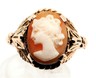9ct Yellow Gold Shell Cameo Ring Fine Vintage Jewellery Band Size L 14.JPG