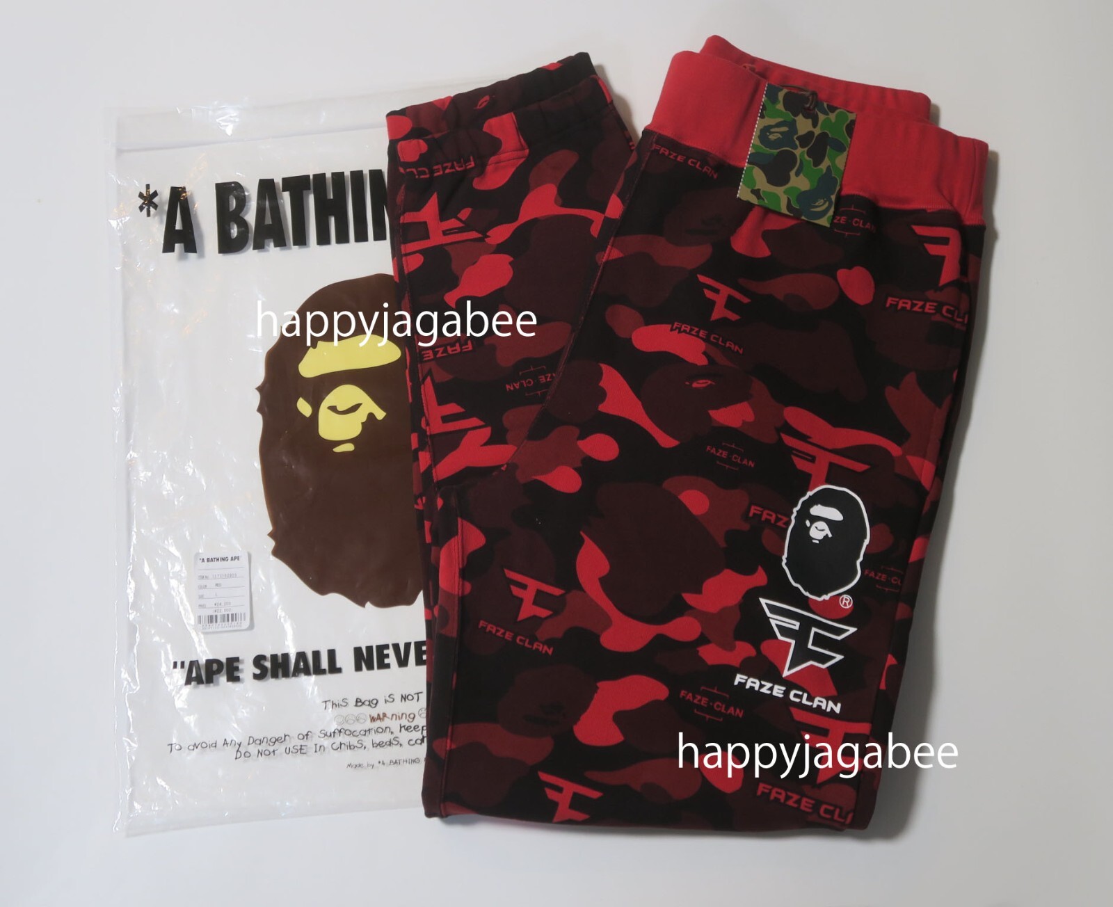 Pre-owned Bape A Bathing Ape Men's  X Faze Clan Sweat Pants In Red