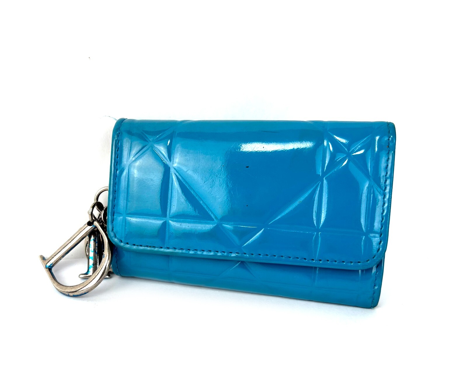 Christian Dior Tosca Blue Patent Leather Key Case Key Chain