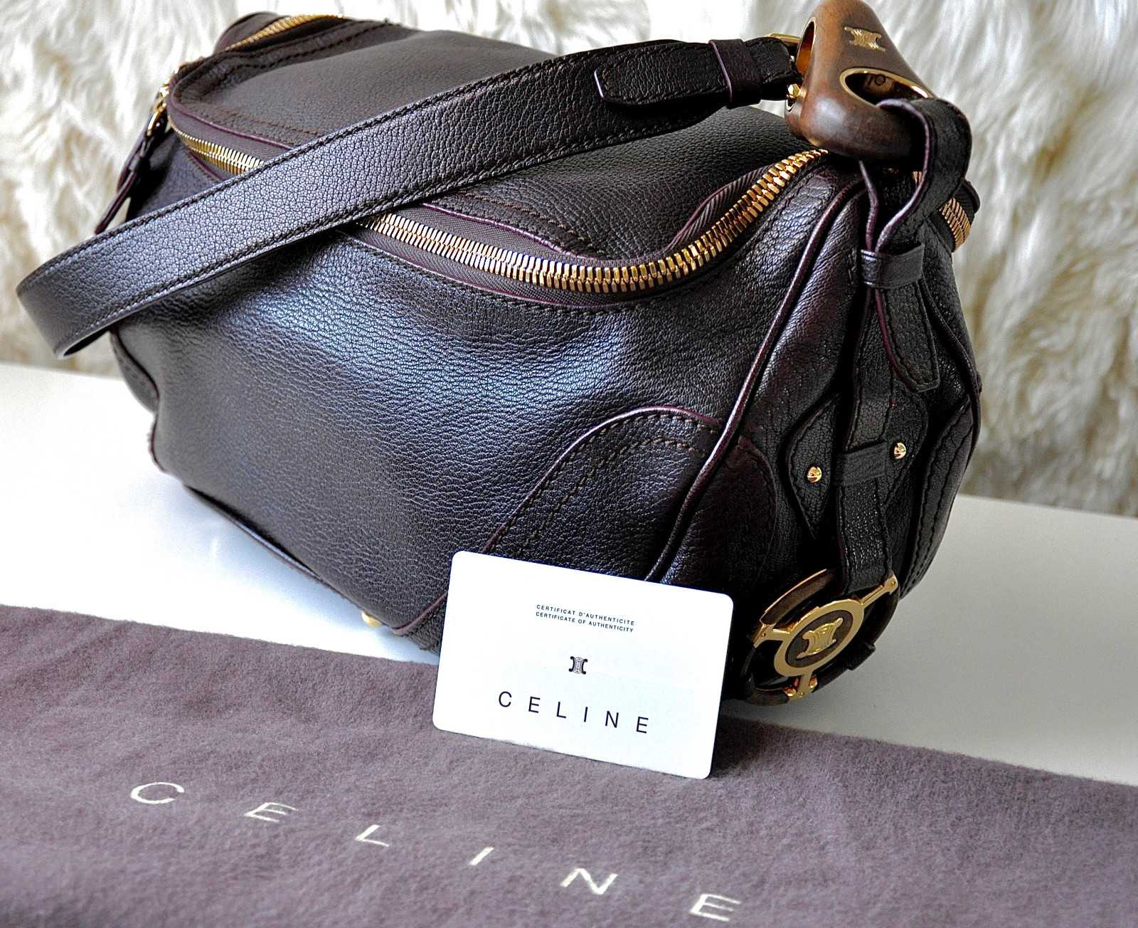 Made in Italy LIMITED EDITION CELINE Wood/Gold Embellished