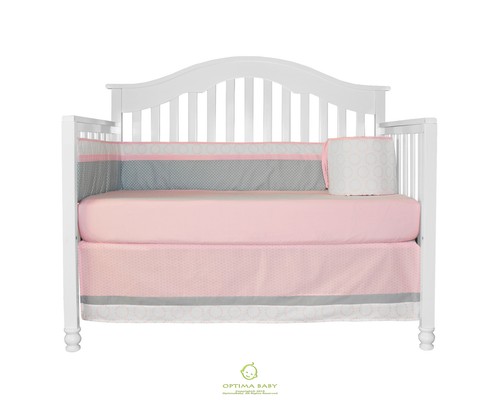 pink grey elephant baby bedding