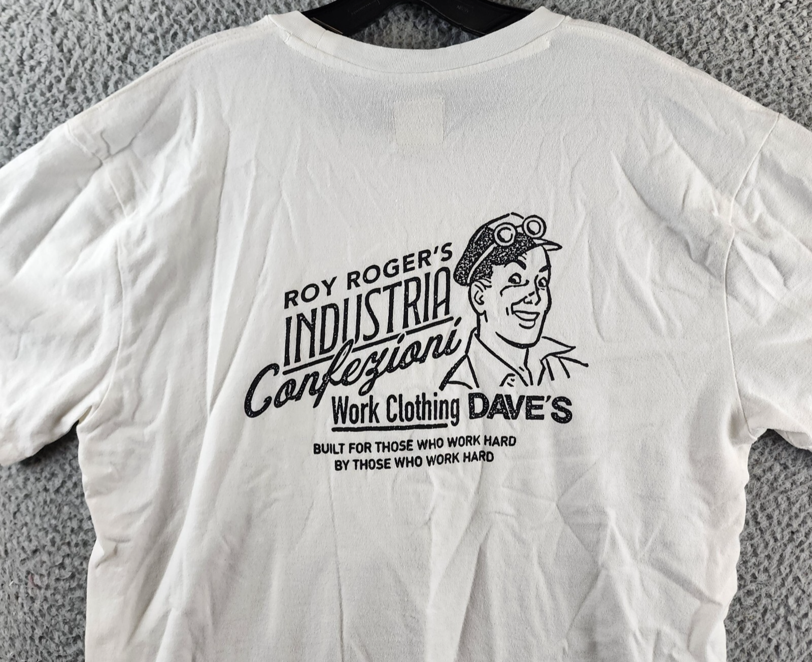 Roy Roger's X Dave's New York Industrial Print Tee Men's M White Crew Neck S/S - Picture 16 of 16