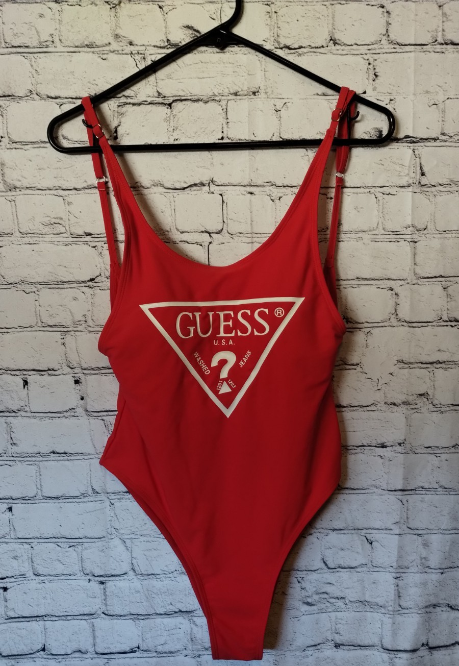 GUESS ゲス ウィメンズ タンクトップ "TRIANGLE LOGO BODYSUIT" W81I38R49A2 Black Triangle Logo Bodysuit Top | GUESS