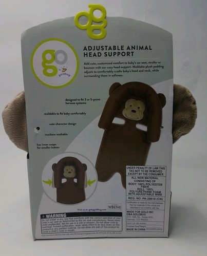 Go by Goldbug Monkey Adjustable Car Seat Head Support Baby Soft Cusion