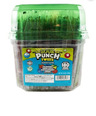 Sour Punch Twists (3.9 LBS) Assorted Flavor Variety. 180 Pieces Best By 12-29-24