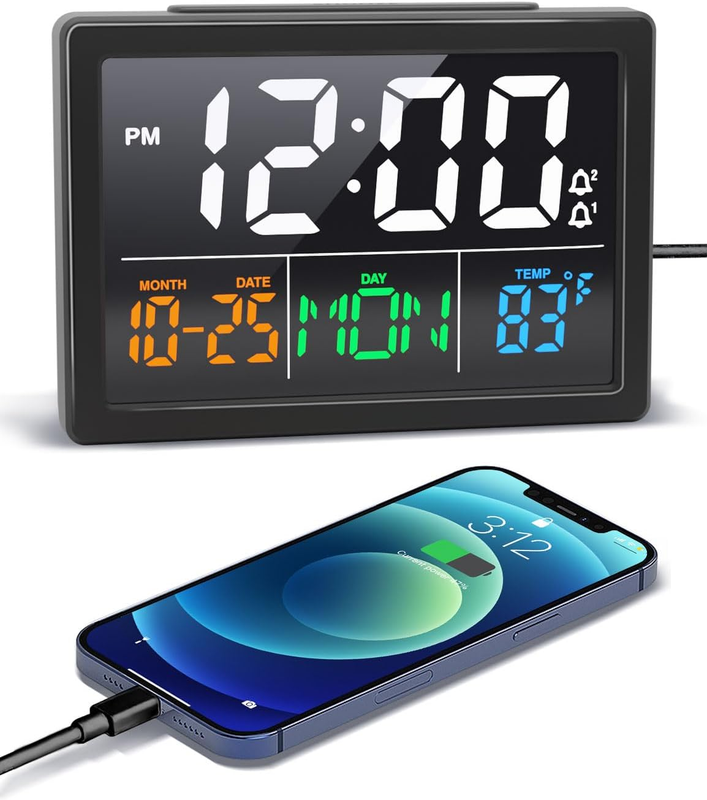 Digital Alarm Clock, with 5.5" Big LED Time Display, Adjustable Alarm Volume