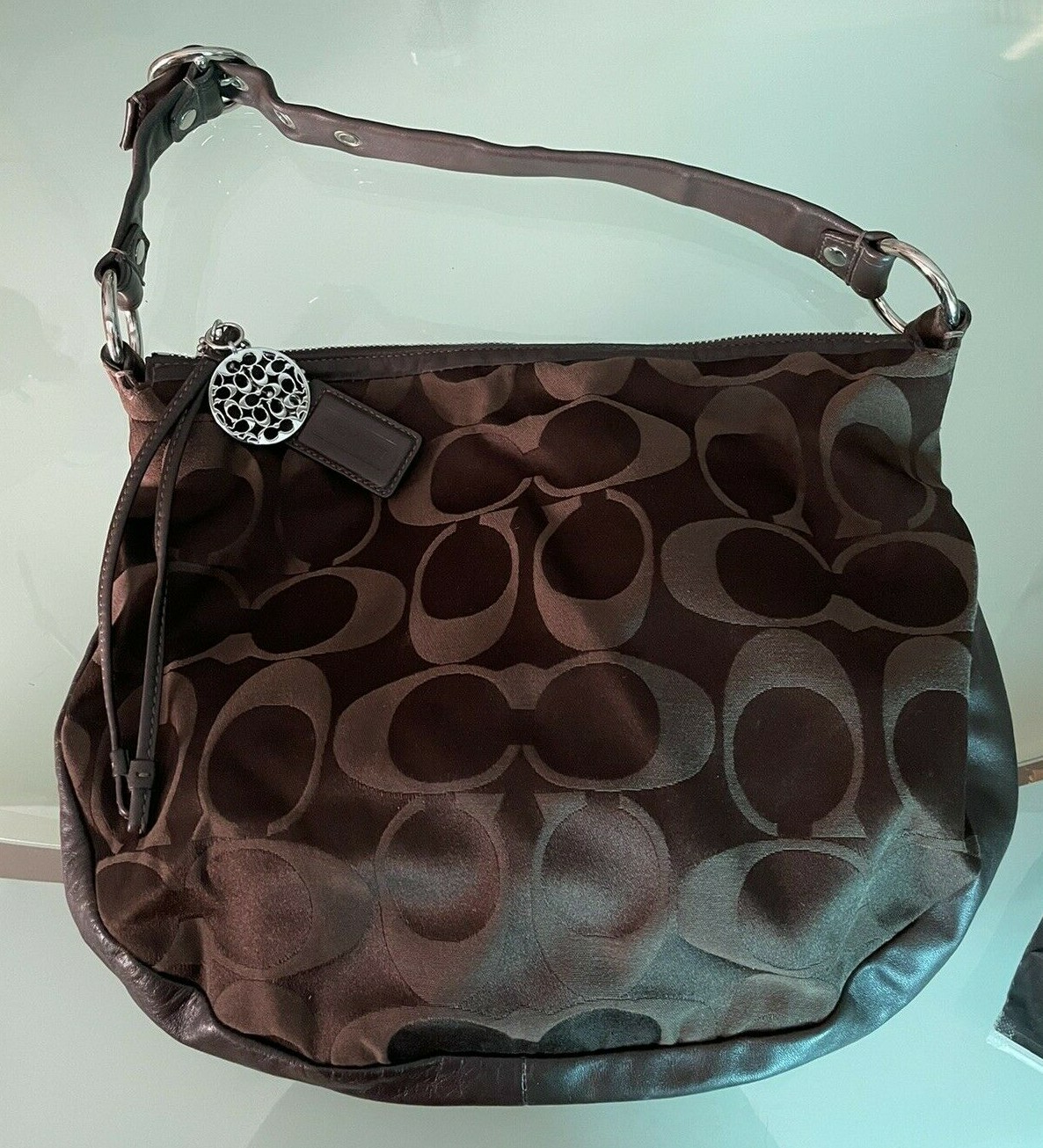 COACH “SATEEN” SIGNATURE HOBO BAG DARK BROWN K0993-13642 COACH “SATEEN” SIGNATURE HOBO BAG DARK BROWN K0993-13642