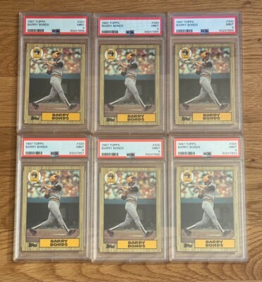 1987 Topps - #320 Barry Bonds PSA 9 MINT Lot of 6 ROOKIE CARD