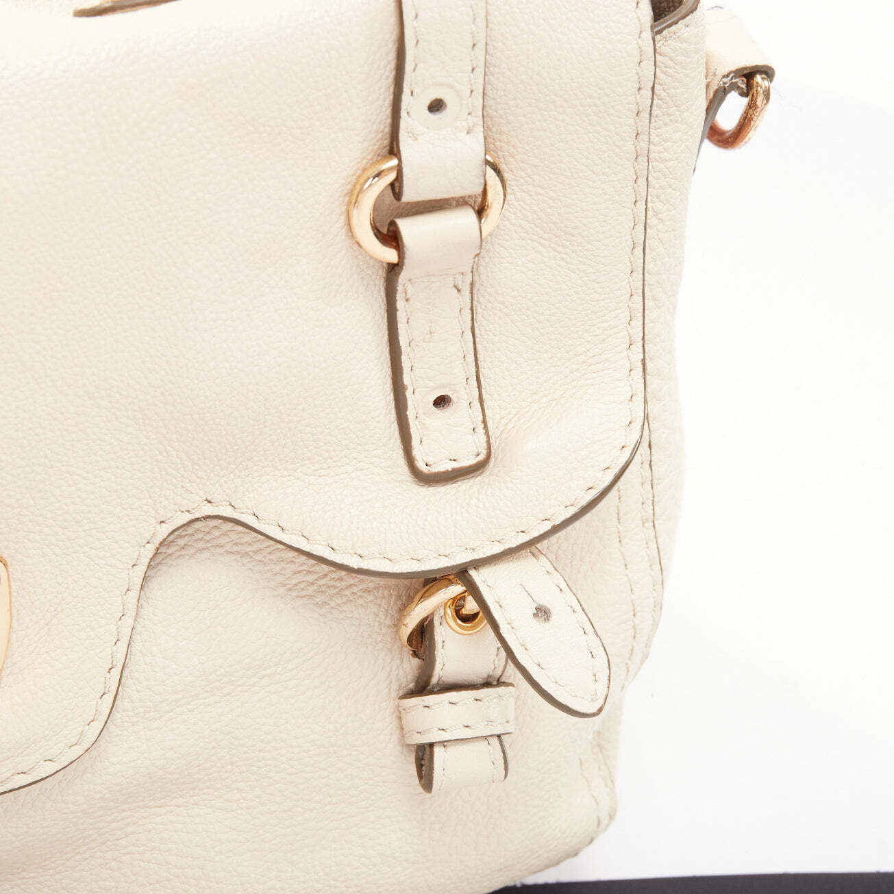 MIU MIU Cervo beige textured leather gold logo turnlock MIU MIU Cervo beige textured leather gold logo turnlock