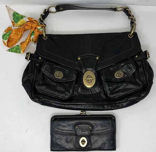 Coach Leigh legacy navy suede embossed signature large C