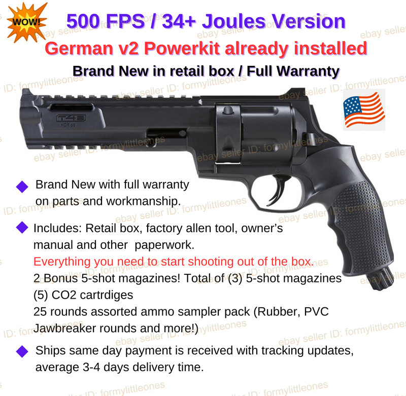 UMAREX T4E HDR68 HDR .68 PAINTBALL REVOLVER - UPGRADED 34J