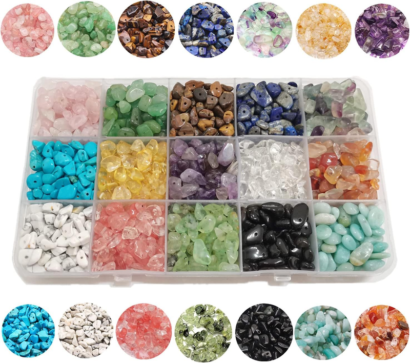 GangGangHao 1888 Pcs Natural Chip Stone Beads About 500g Irregular Gemstones Hea