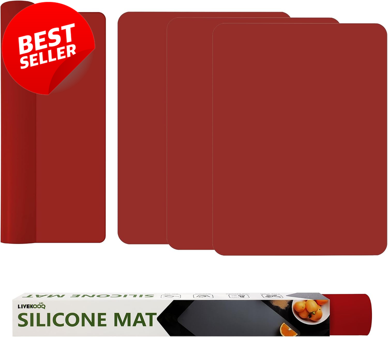 Silicone Kitchen Counter Mat Heat Resistant Nonslip Placemat 4 Pack Red - US