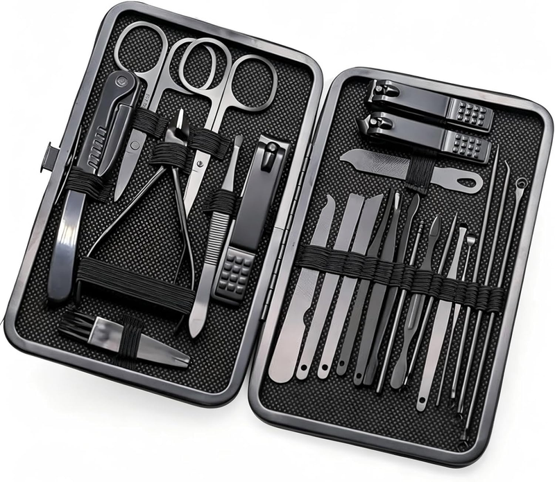 24Pcs Nail Clippers Set, Stainless Steel Manicure Kit with Cuticle Pusher Nail F