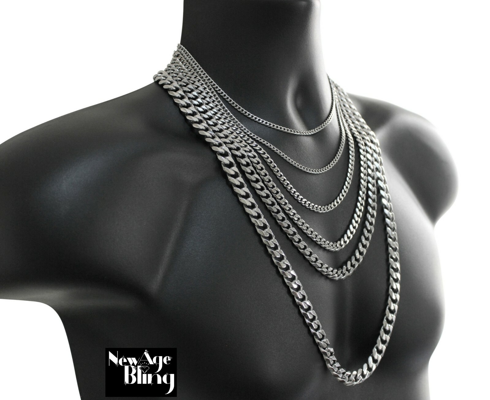 Stainless Steel Silver Chain Cuban Curb Women Men 16-36" Necklace 3/5/7/9/11mm