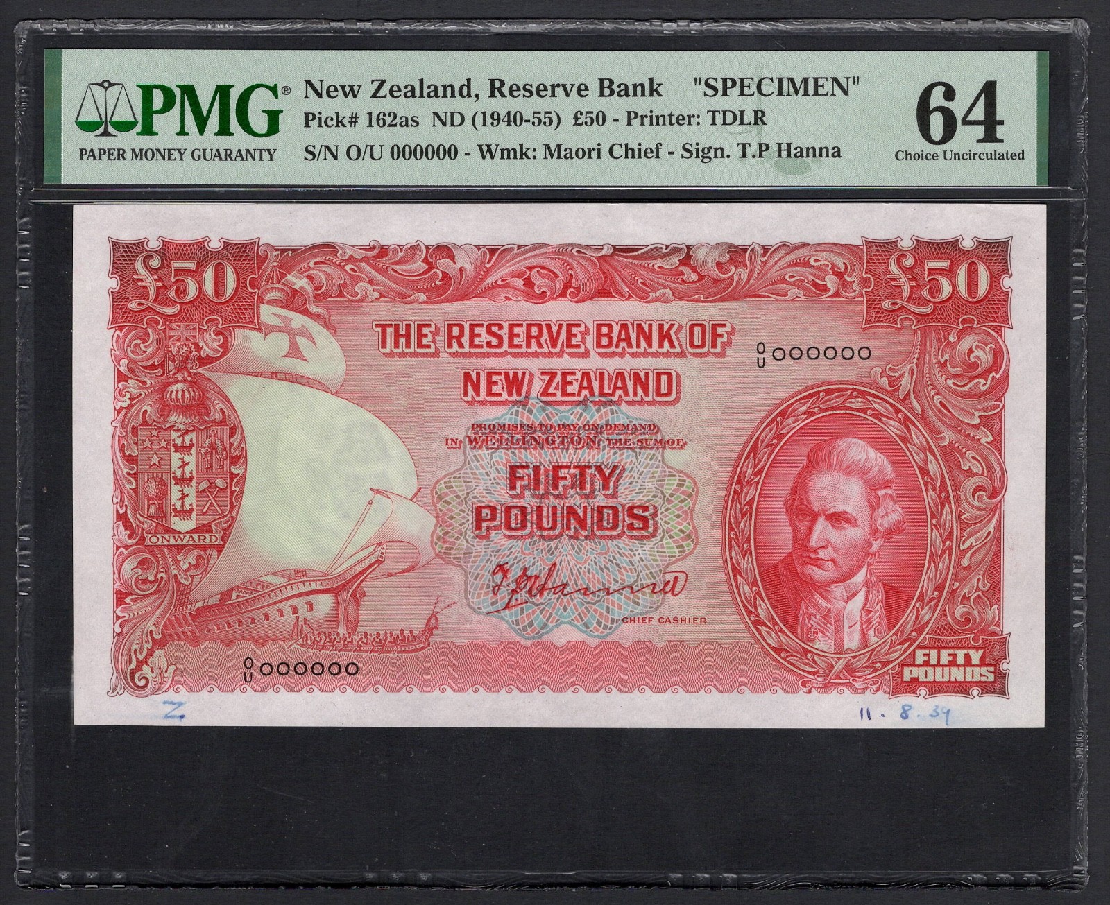 New Zealand 50 Pounds ND(1940-55) P162as 