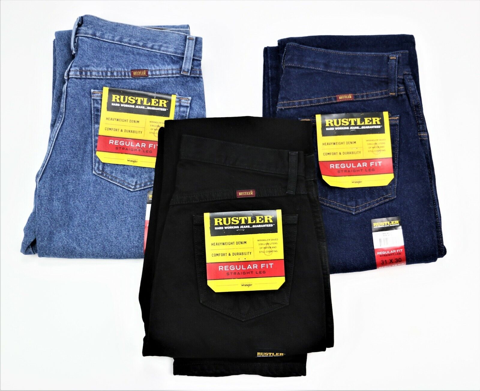New Rustler by Wrangler Men's Regular Fit Straight-Leg Jeans All Sizes