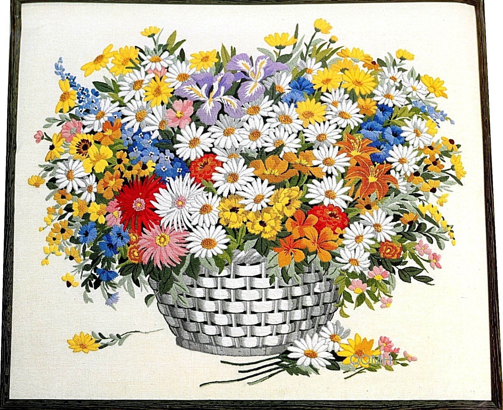 SPRINGTIME BOUQUET Vintage Crewel Kit Linen Fabric Paragon Stitchery Large Size