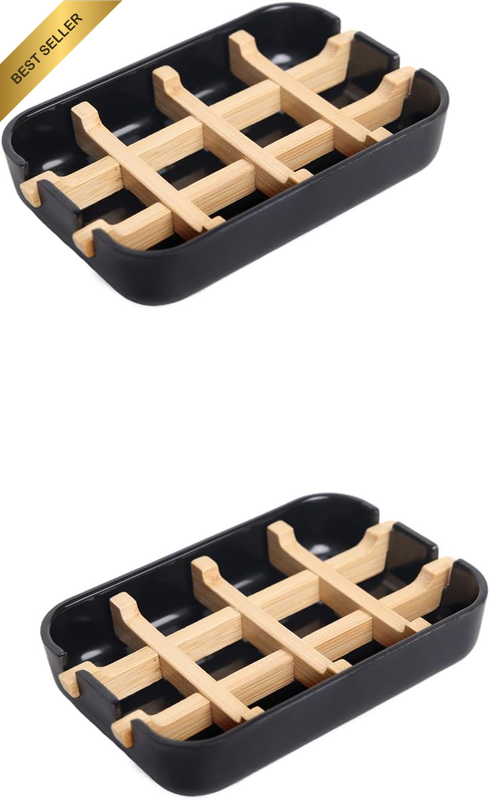 Bamboo Fiber Soap Holder and Soap Dish Combination for Bathroom Bar Soap Holder