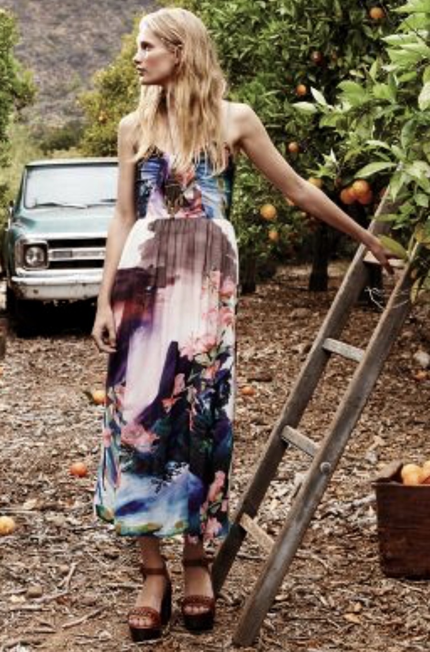 

Платье миди Anthropologie Corey Lynn Daybreak с цветочным принтом Blue Rose Blk. P4 НОВЫЙ, Black blue pink multi