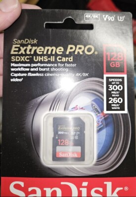 SanDisk Extreme PRO 128GB SDXC UHS-II U3 V90 SD Memory Card up to 300 MB/s 4k 8k