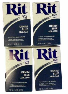 Rit Powder Dye Denim Blue Fabric 1-1/8 Ounce Tie Dye Ombre Pack Of 4 NOS
