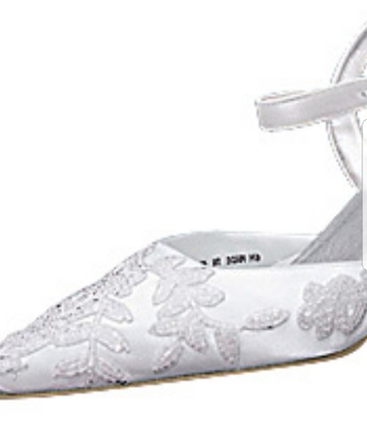 New White Iridescent Bead Bride Formal Shoes Size 5
