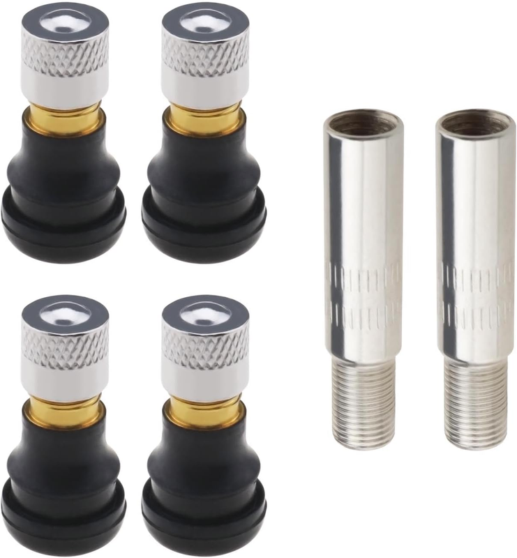 4PCS Scooter Tubeless Valves & 2PCS Valve Stem Extenders Compatible with Ninebot