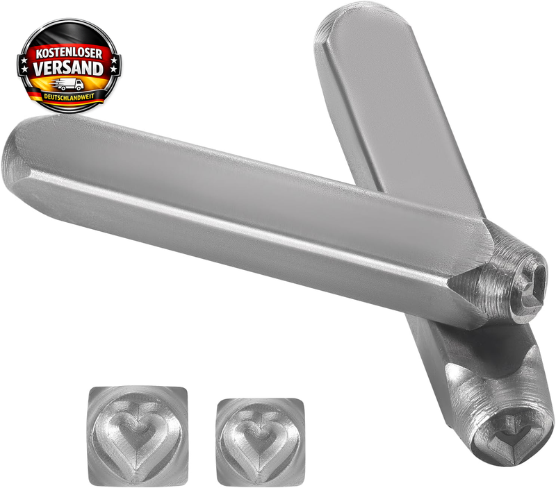 Metallstempel Set für Handarbeiten Schmuck Leder Holz Herz Symbole 5/6mm
