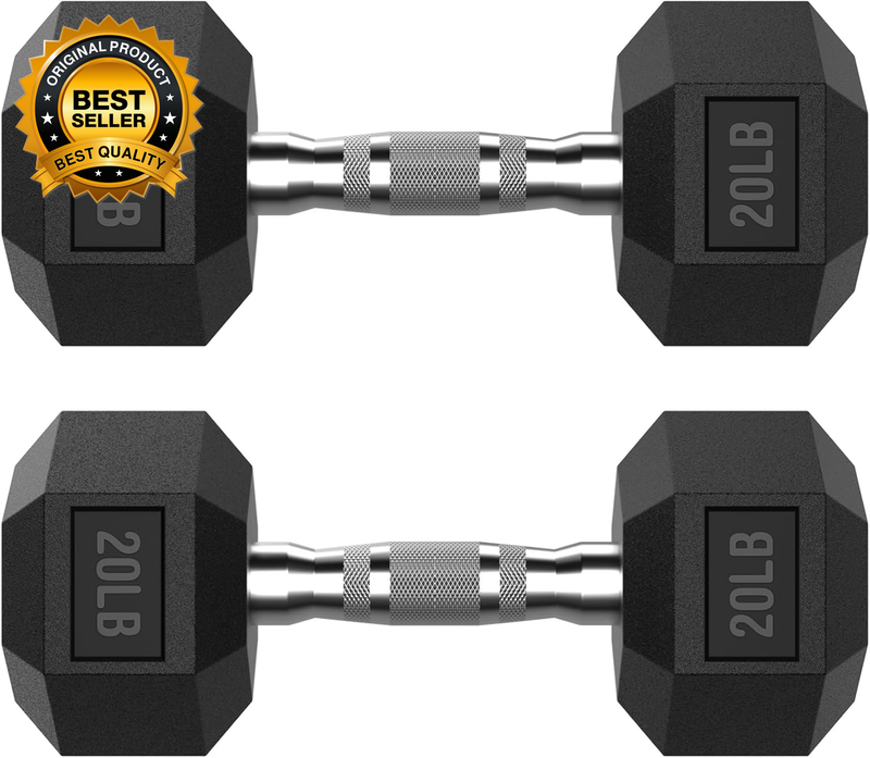 Hex Dumbbell Set Lb, Rubber Encased Exercise Fitness Dumbbells,  Weight
