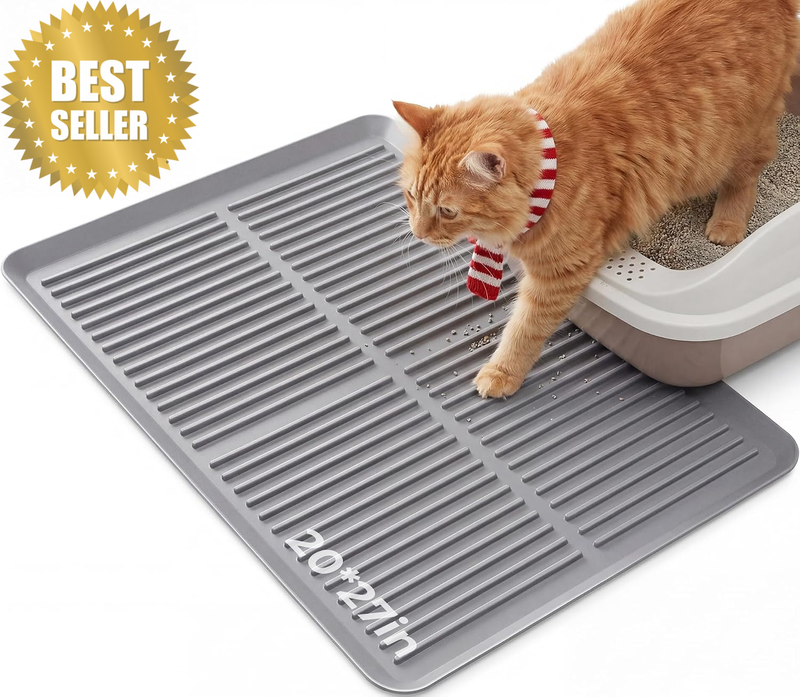 Cat Litter Mat Silicone, 27'' X 20" Large Litter Trapping Mat, Waterproof Scatte