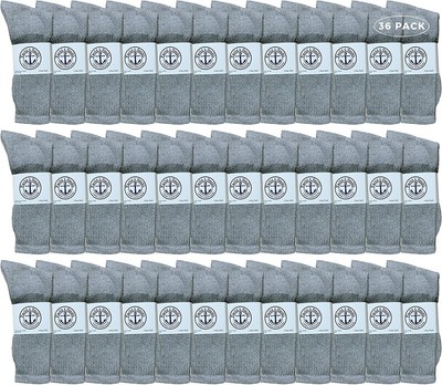 36 PK of Yacht & Smith Men's King Size Premium Cotton Crew Socks Gray 13-16 -