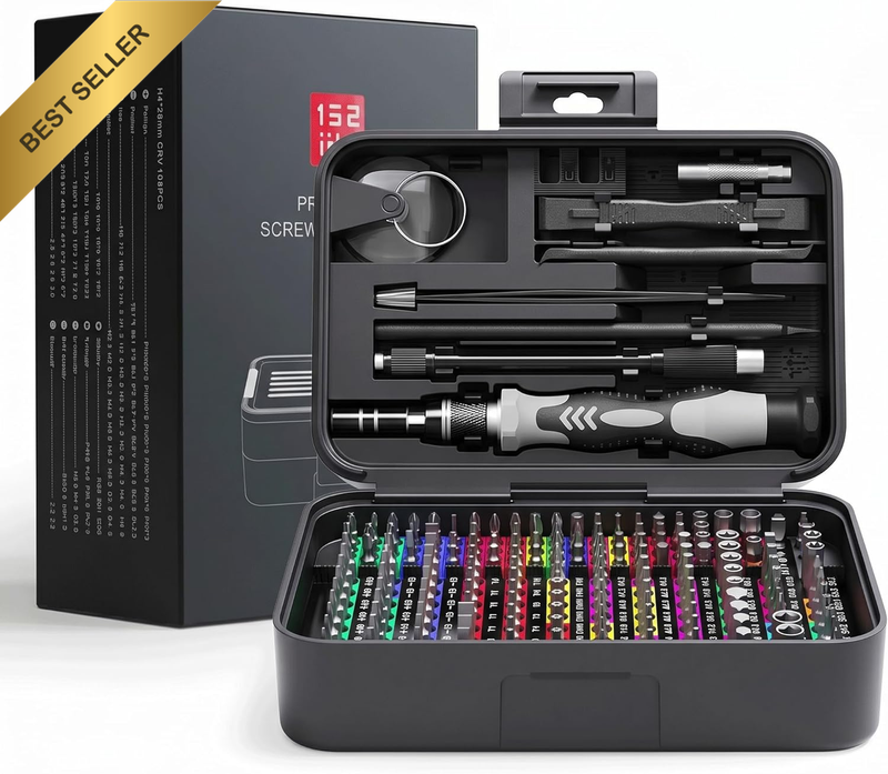 132-In-1 Precision Screwdriver Set with Magnetic Drive, Portable Repair Tool Kit