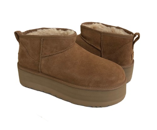 Pre-owned Ugg Classic Ultra Mini Platform Chestnut Shearling Boot Us 9 / Eu 40 / Uk 7 In Brown