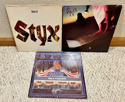 Styx - Lot of 3 Vinyl LP albums Styx II, Cornerstone, & Paradise Theater. Tested