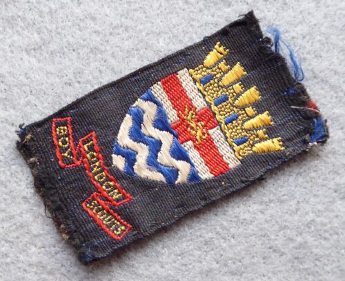 Vintage London Boy Scouts cloth badge, approx 58x32 mm. 