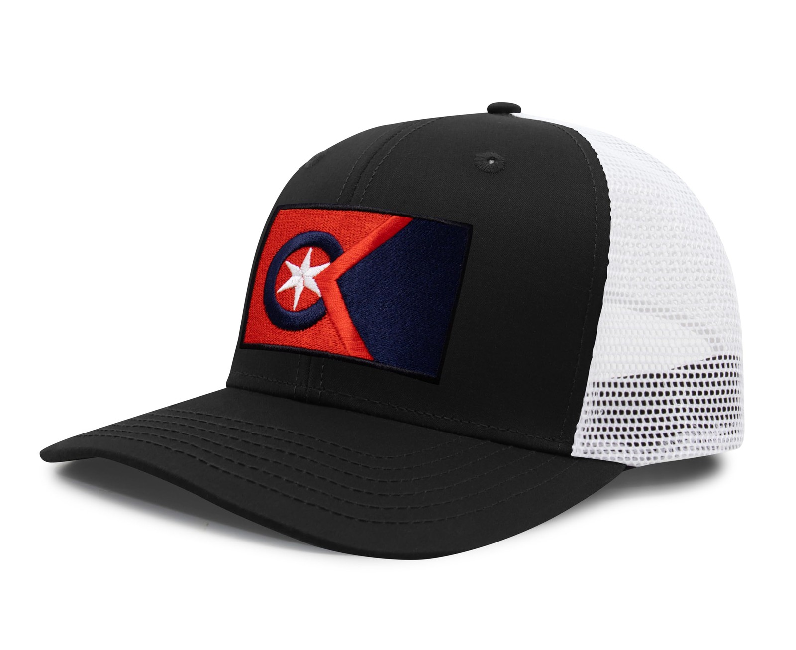 Cleveland Flag Hat for Men Women - Snapback Trucker Baseball Cap (Black White)