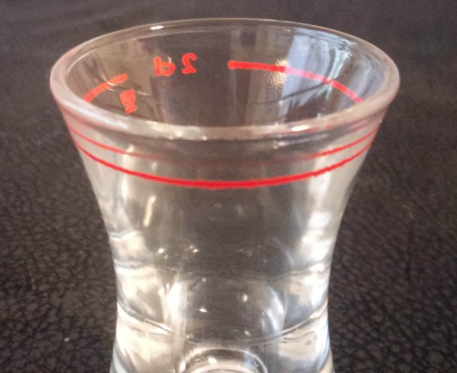 Shot Glass with Red Line 2 cl w/ Flower Symbol 2 11/16