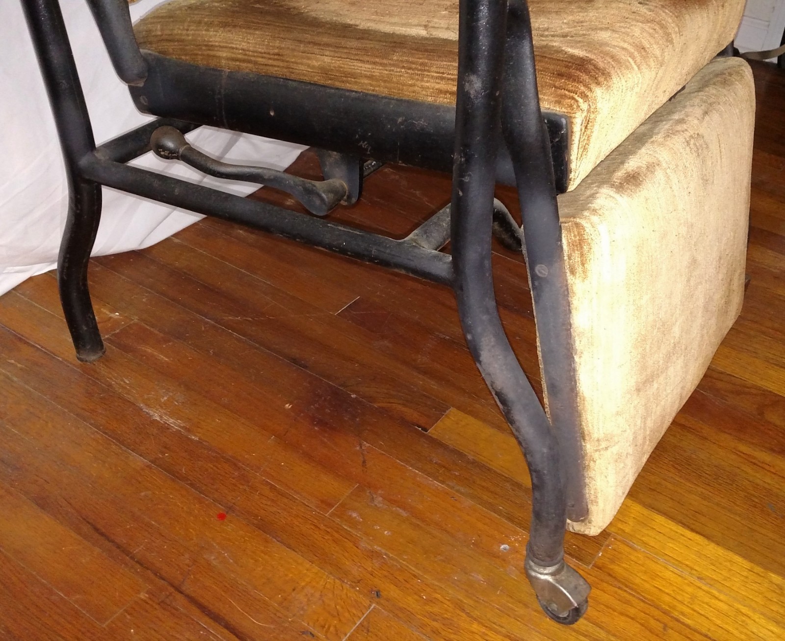 Antique Iron Medical Chair Upholstered Metal