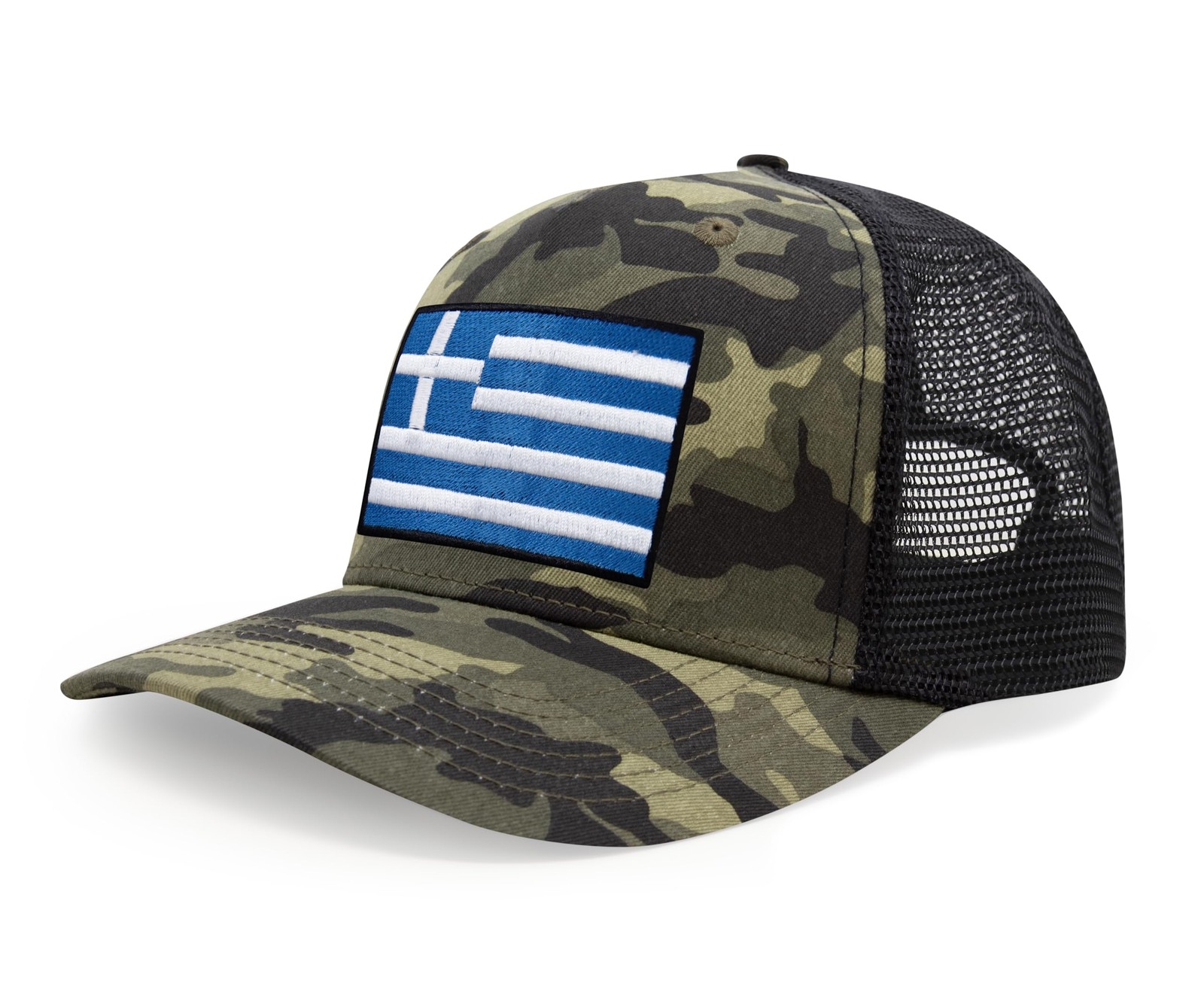 Greece Flag Hat for Men Women – Snapback Trucker Baseball Cap (Camouflage)