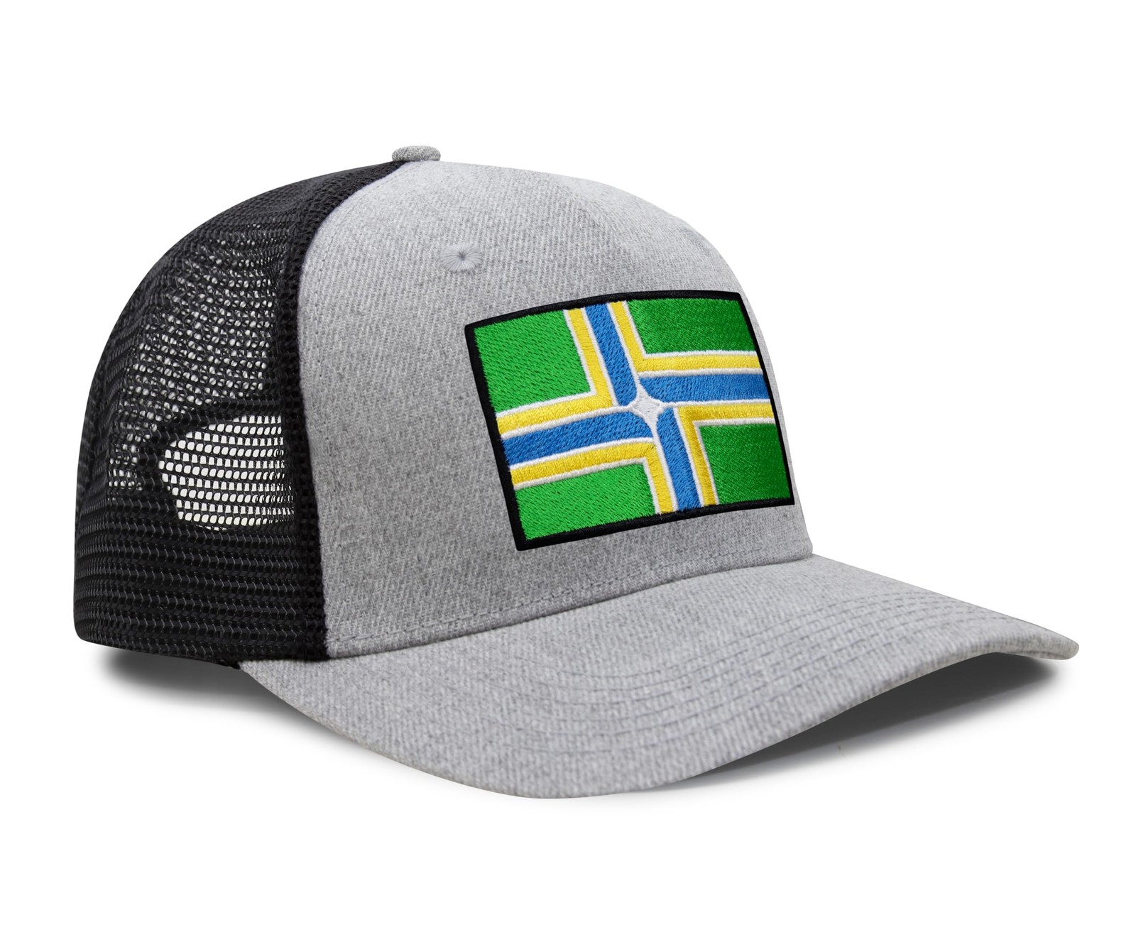 International Tie City Hat, Snapback Trucker Baseball Cap (Portland, Grey Black)