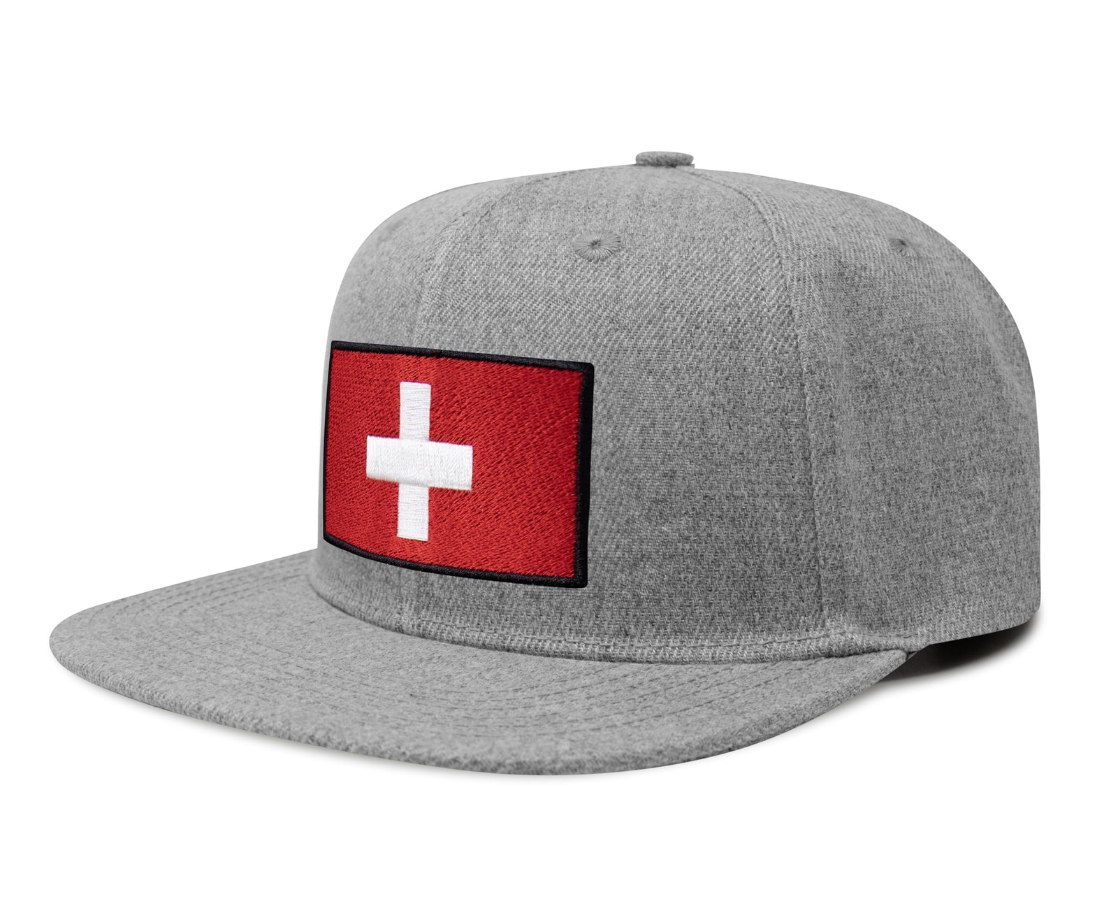 Swiss Flag Hat for Men Women - Snapback Trucker Baseball Cap (Grey Flatbill)